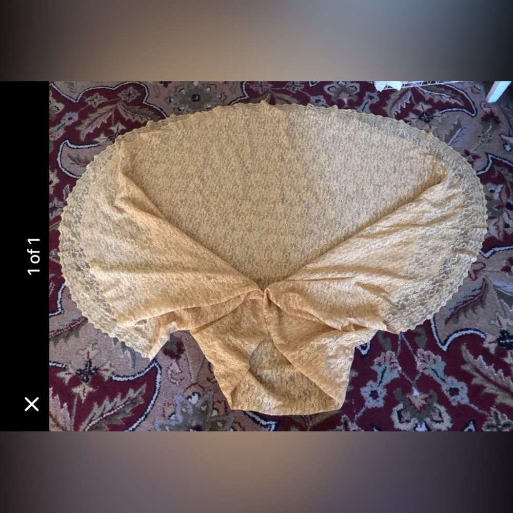 Elegant orange  Lace round tablecloth 60x70”